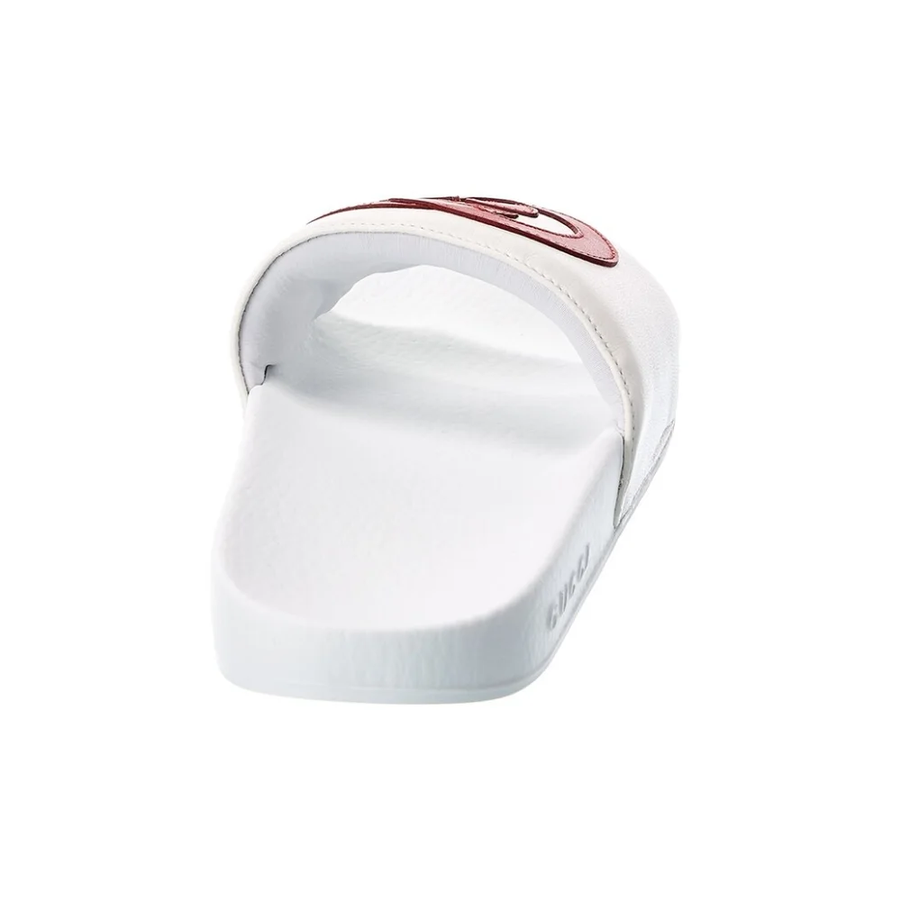 GUCCI INTERLOCKING G LEATHER SLIDES WHITE SIZE EU 38 - Picture 4 of 16